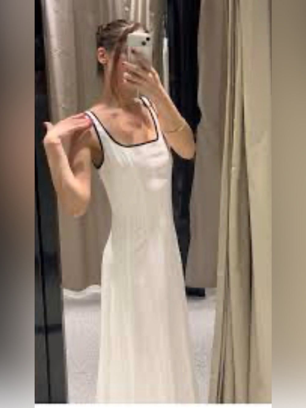 Zara White Tank Top dress with Black Trim